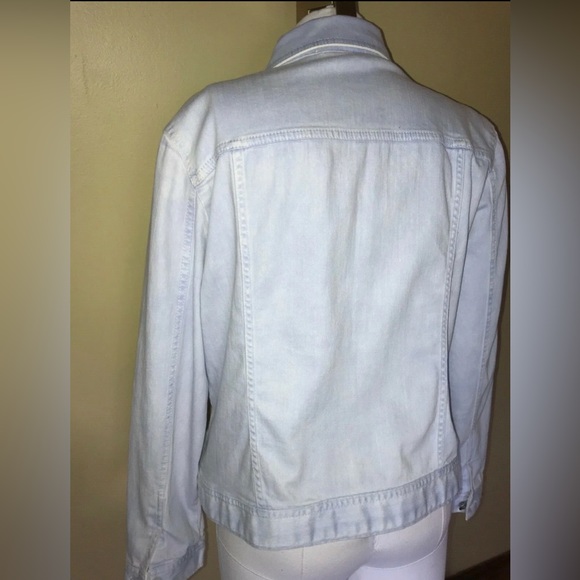 Chico's Platinum Light Baby Blue Stud Rhinestone Denim Jacket - Picture 7 of 11